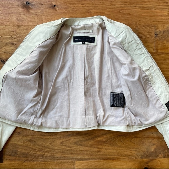 Marc New York Andrew Marc Quilted White Leather Lady Moto Jacket size L - Picture 7 of 16